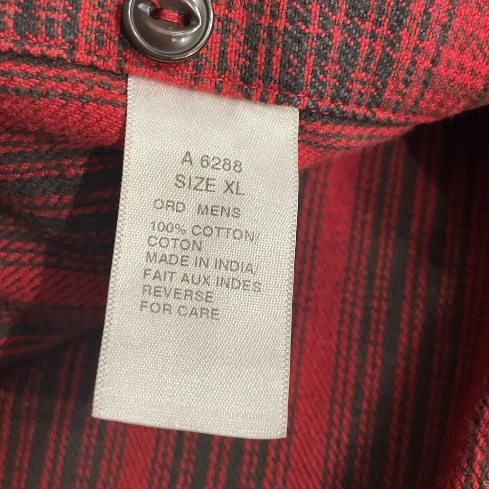 Woolrich Flannel Shirt Plaid Button‎ Down Heavy weight Mens XL